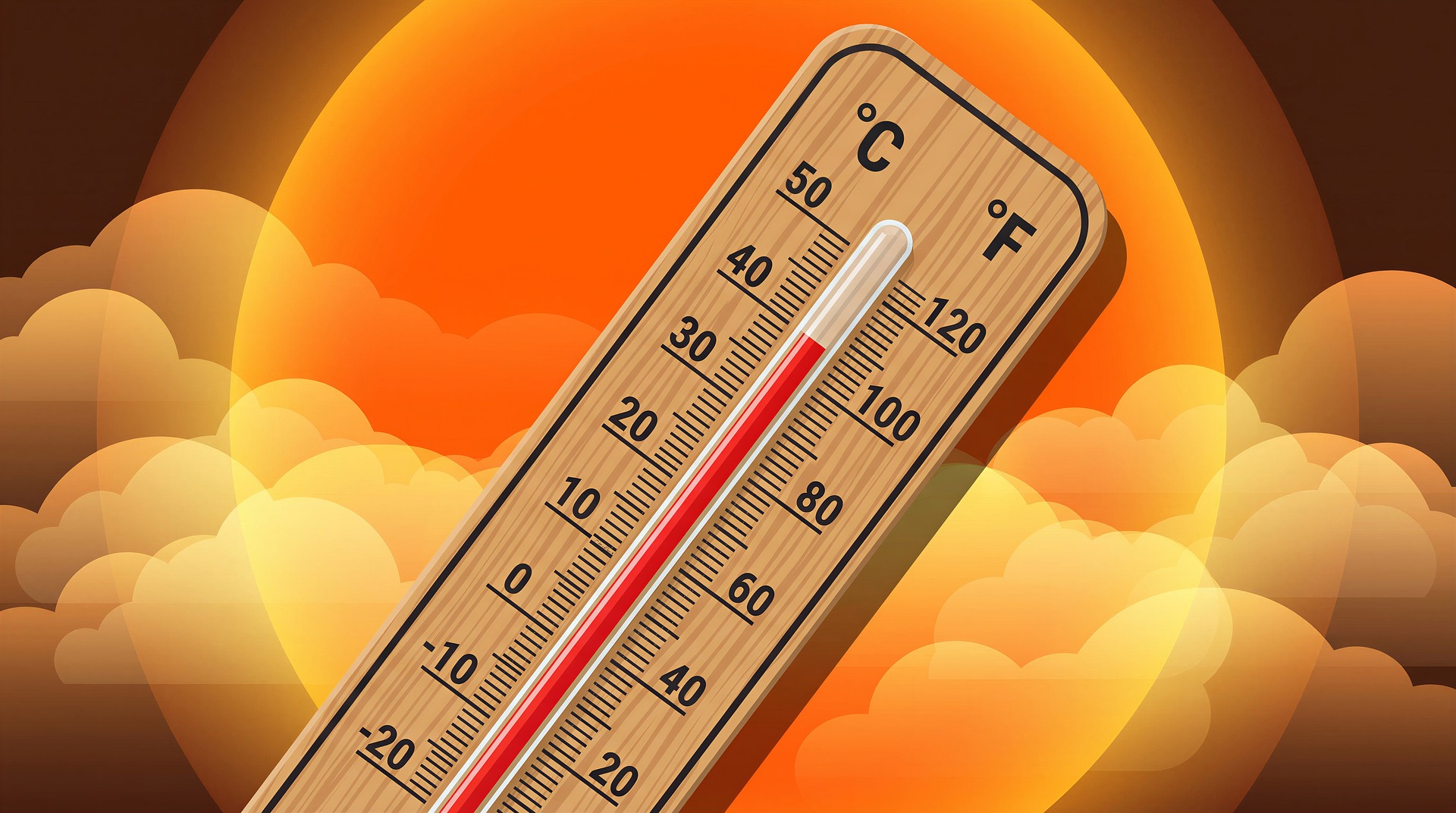 un thermomètre à alcool affiche une température de 40°C suggérant de fortes chaleurs